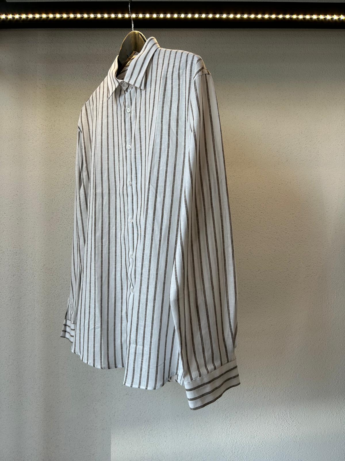 CAMICIA OVERSIZE IN LINO FANTASIA RIGA LARGA - 1152