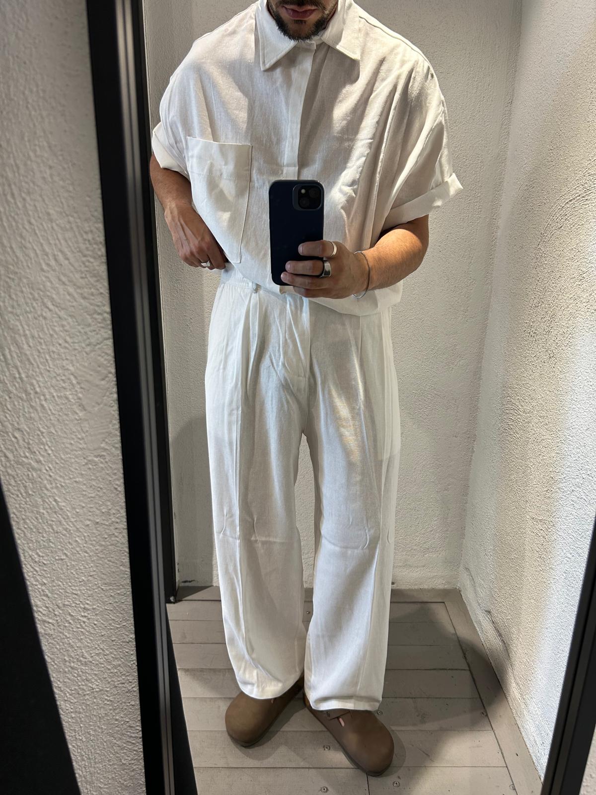 PANTALONE MARINO IN PURO LINO DA COMPLETO - 1427