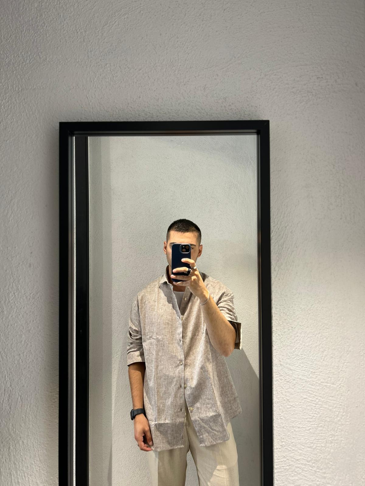 CAMICIA IN LINO OVERSIZE TINTA UNITA - 1393