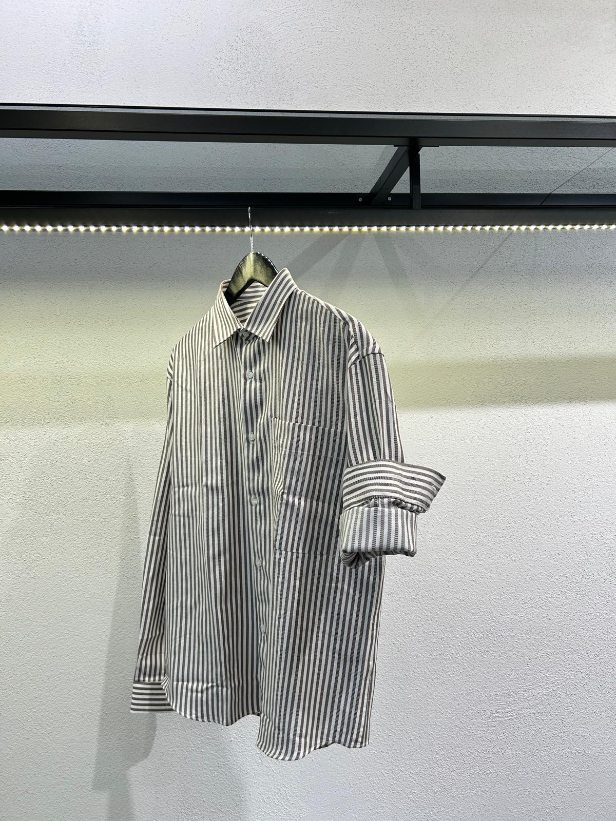 CAMICIA RIGATA OVERSIZE IN COTONE - 1523