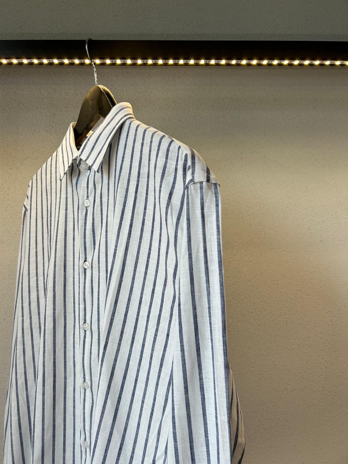 CAMICIA OVERSIZE IN LINO FANTASIA RIGA LARGA - 1152