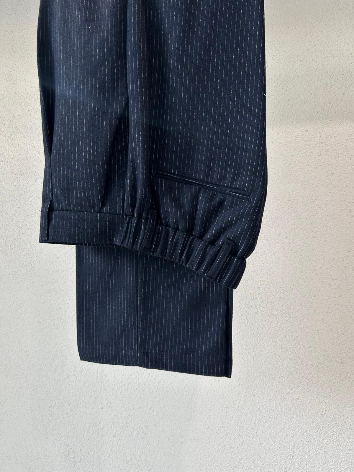 PANTALONE SOFT GESSATO IN MISTO LANA - 1534