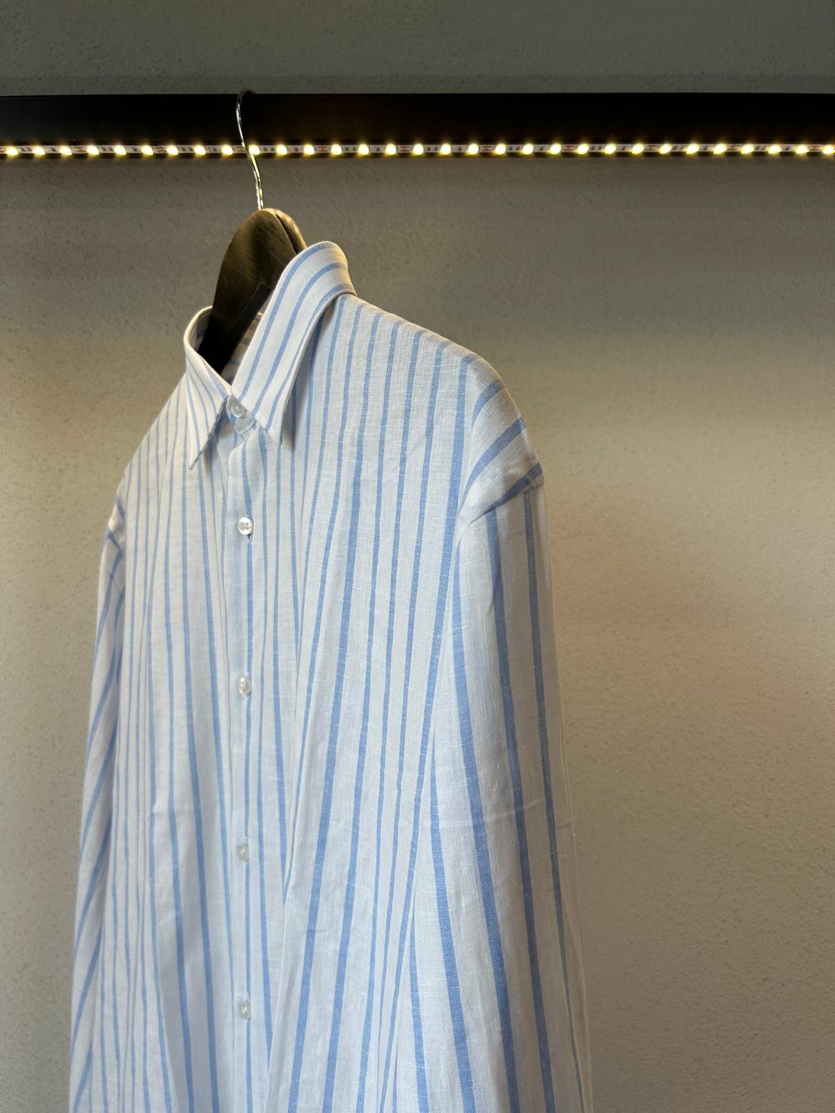 CAMICIA OVERSIZE IN LINO FANTASIA RIGA LARGA - 1152