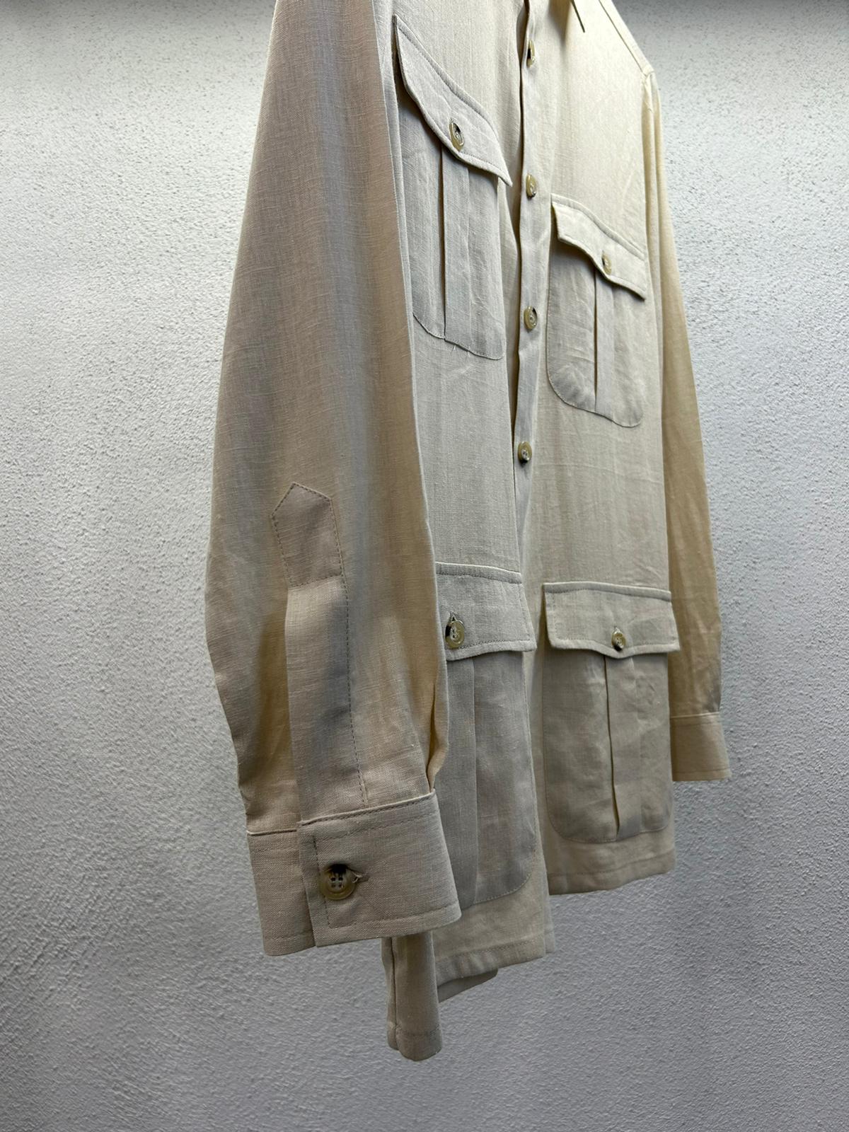 CAMICIA MAPPAMONDO SAHARIANA IN MISTO LINO - 1109