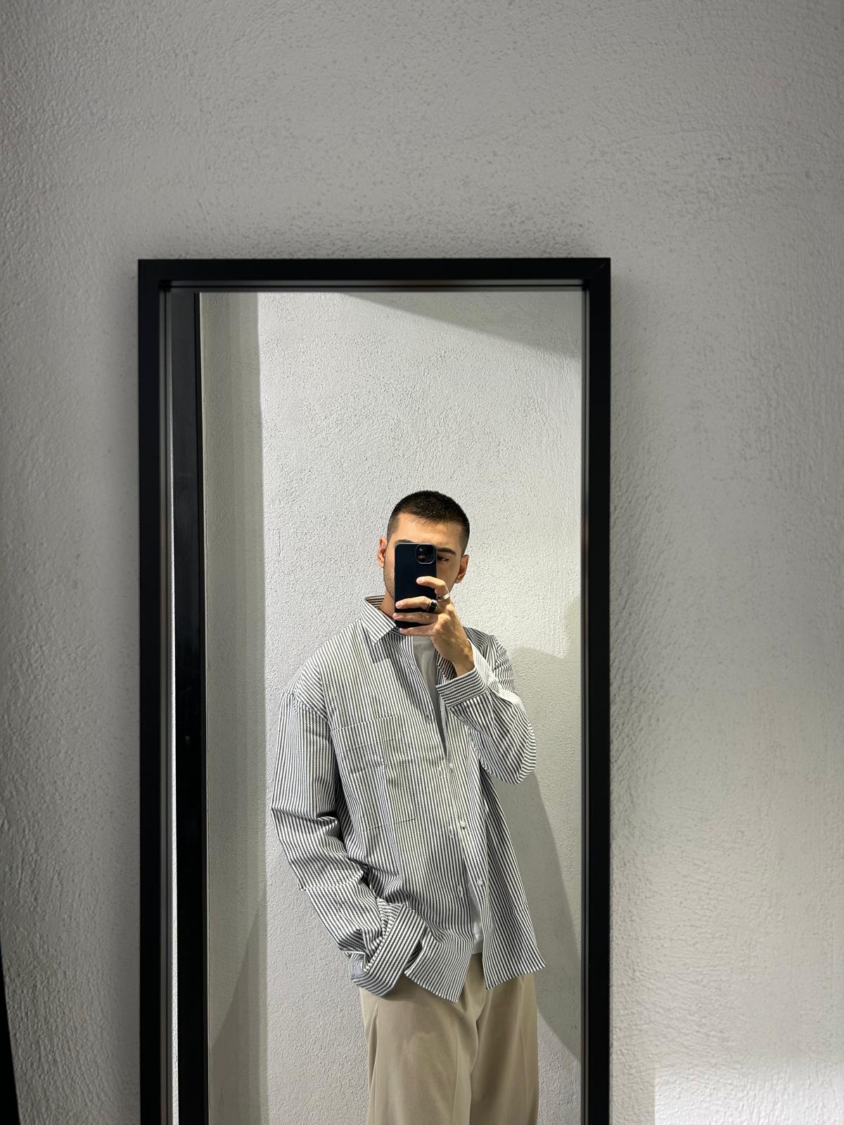 CAMICIA RIGATA OVERSIZE IN COTONE - 1523