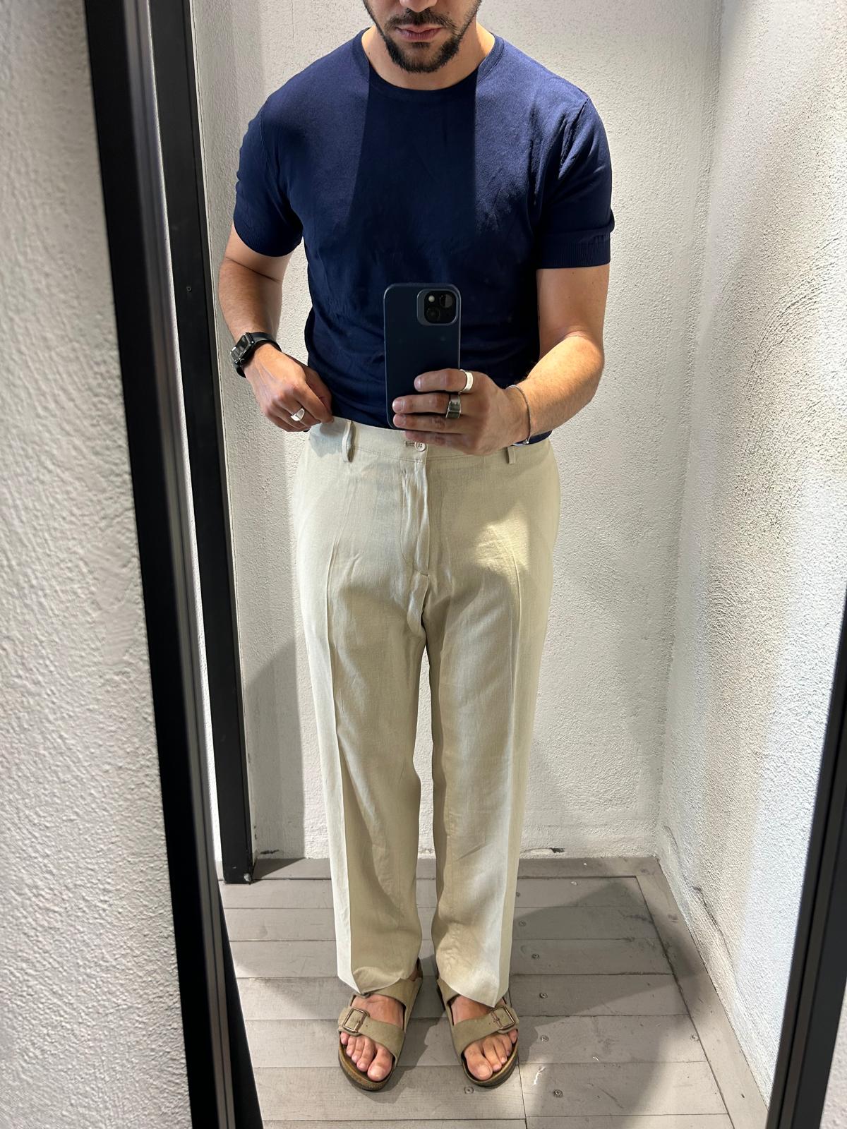 PANTALONE HALF MISTO LINO - 1354