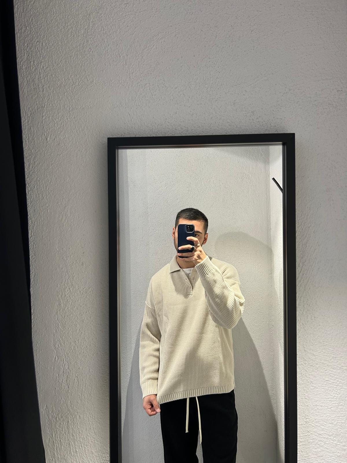 MAGLIONE POLO OVERSIZE CON BOTTONI - 1259