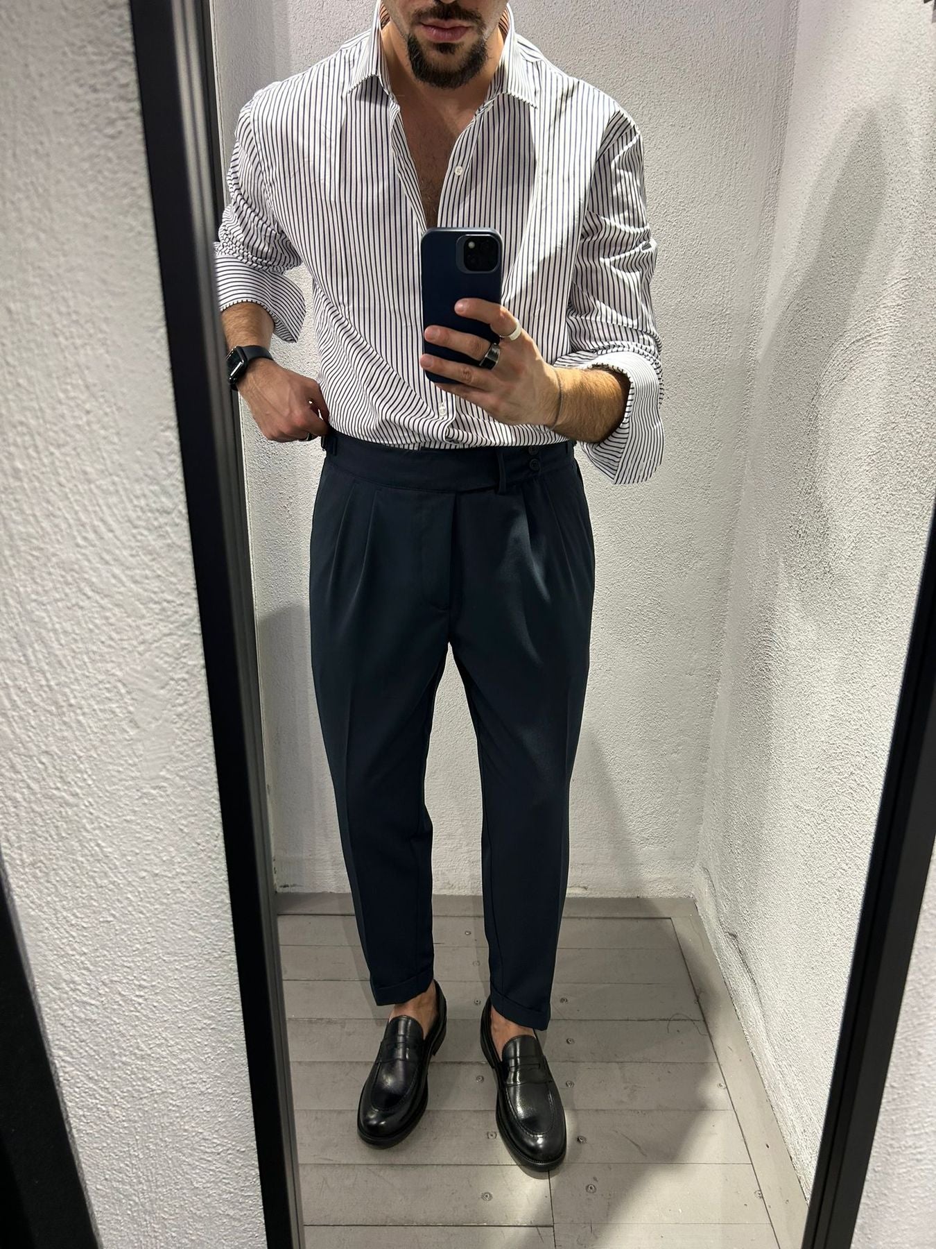 PANTALONE VITA ALTA CON FIBBIE - 1051