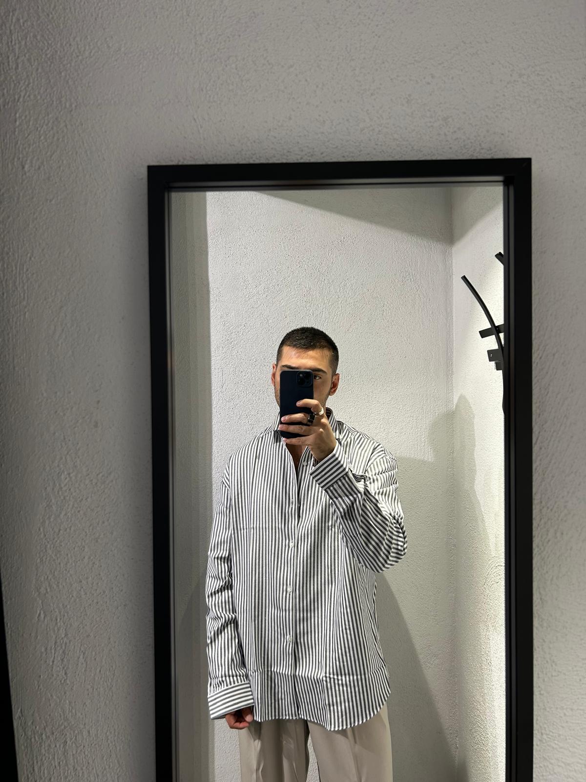 CAMICIA RIGATA OVERSIZE IN COTONE - 1522