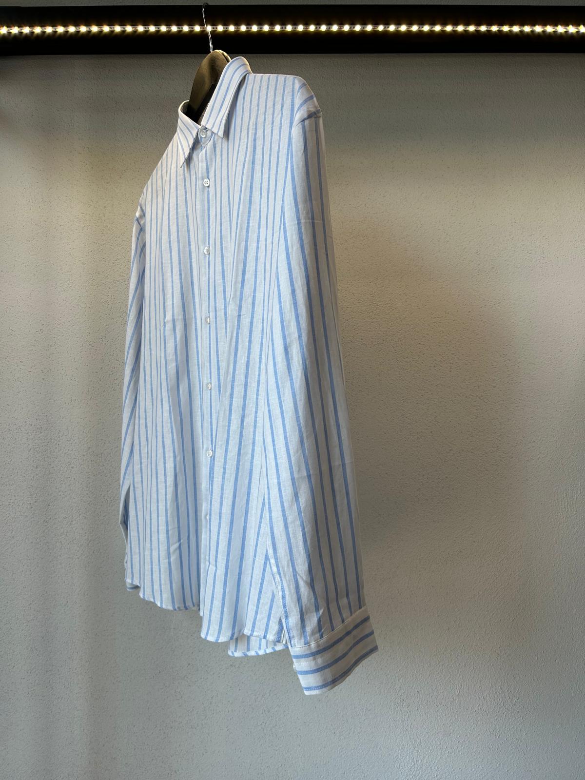 CAMICIA OVERSIZE IN LINO FANTASIA RIGA LARGA - 1152