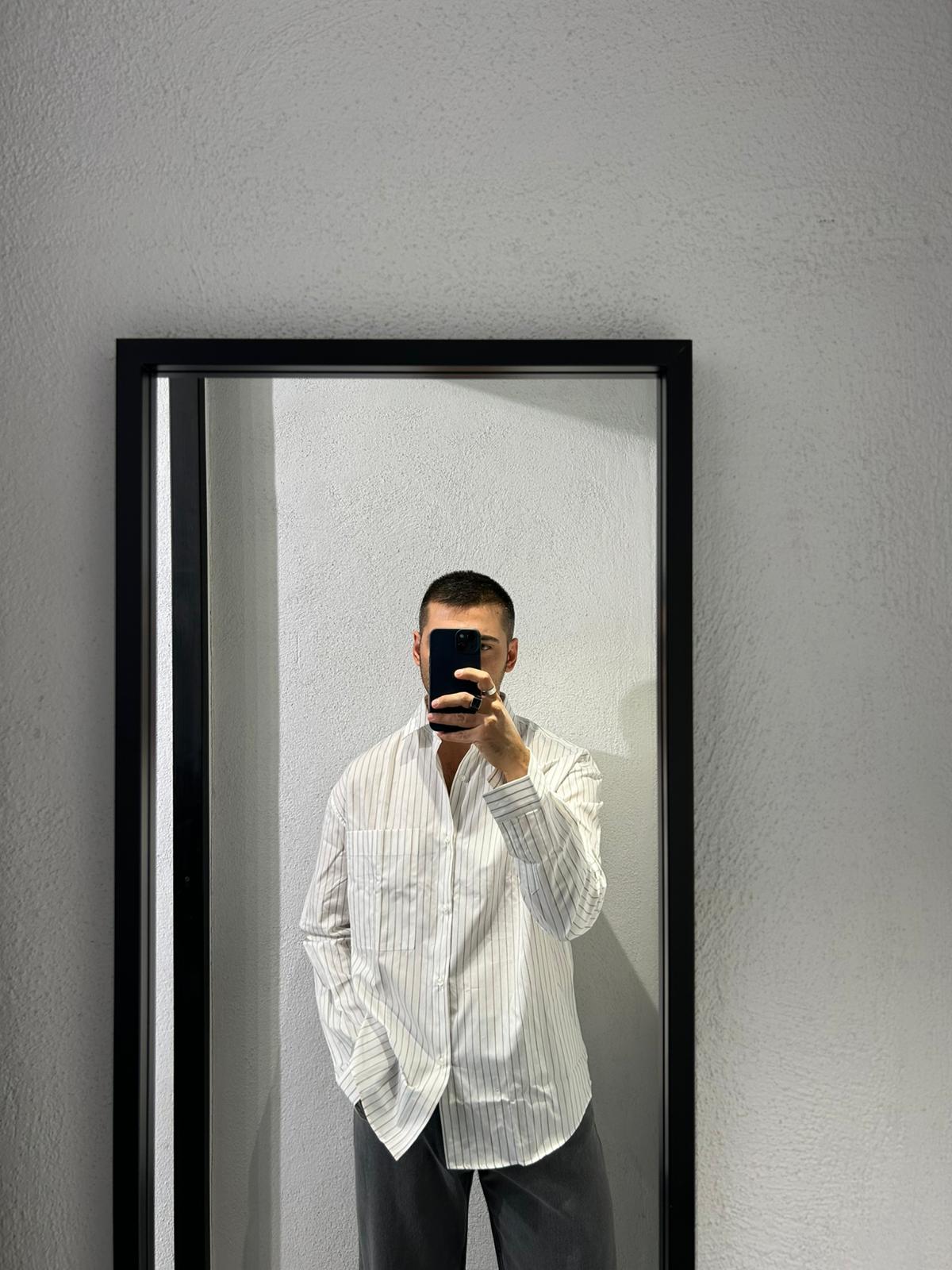 CAMICIA RIGATA OVERSIZE IN COTONE - 1520