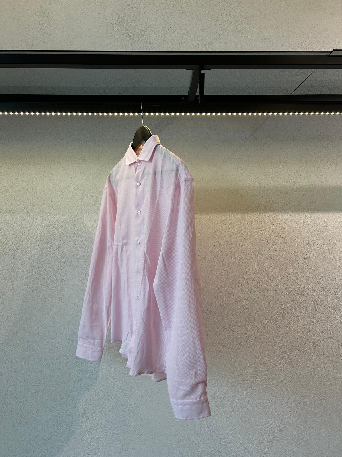 CAMICIA OVER IN LINO RIGA STRETTA - 1668
