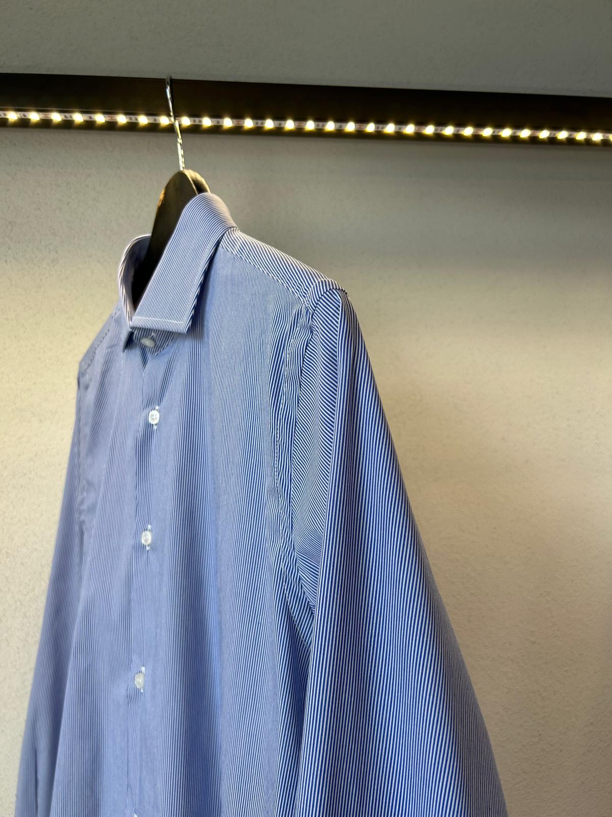 CAMICIA CLASSICA IN COTONE RIGA STRETTA - 1075