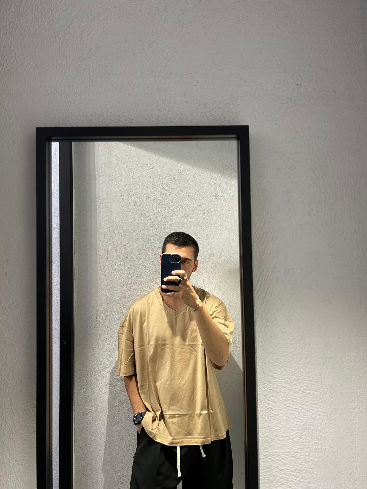 T SHIRT CROP SCOLLO A V IN FILO DI SCOZIA - 1162