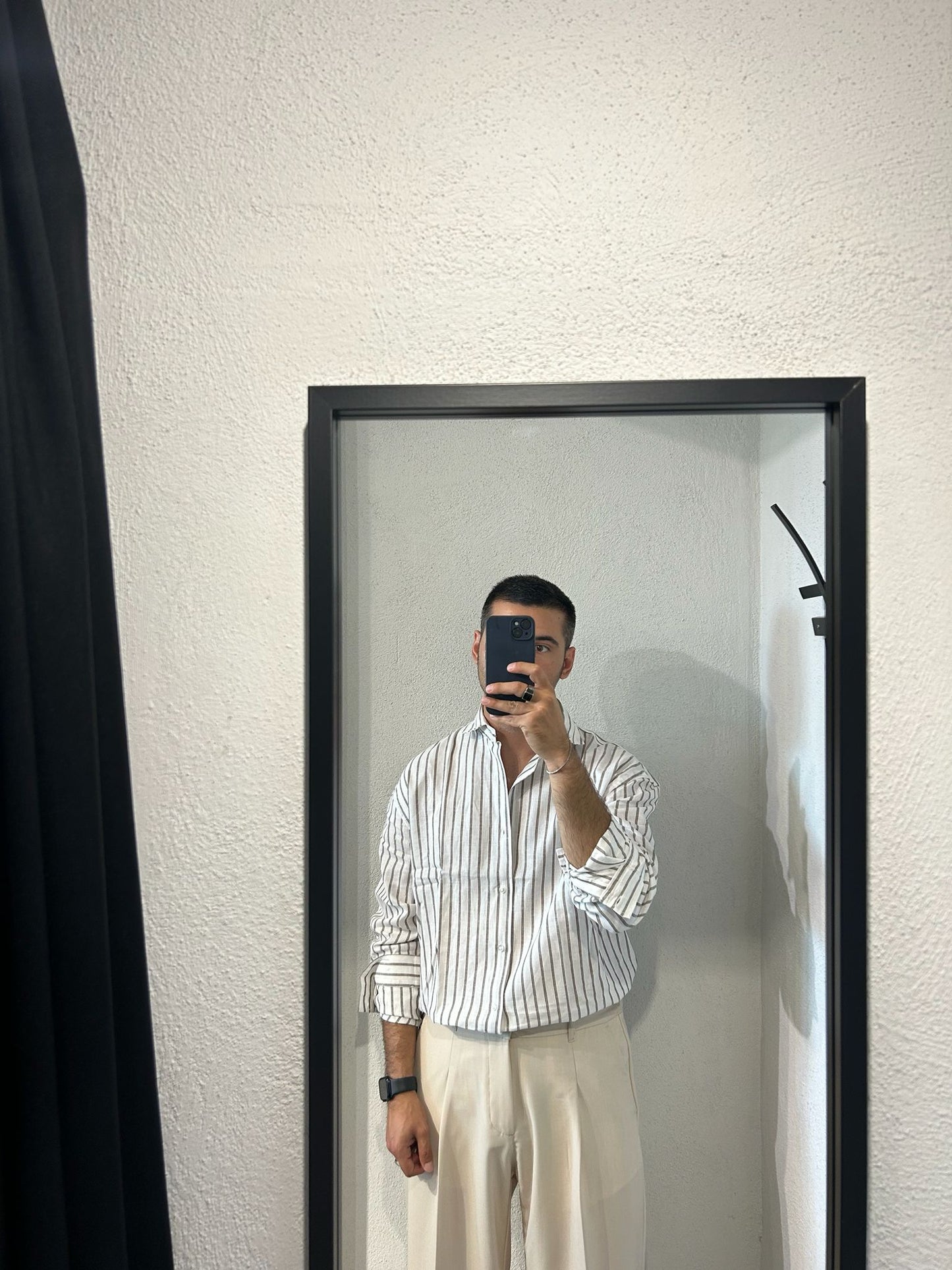 CAMICIA OVER IN LINO RIGA LARGA - 1667