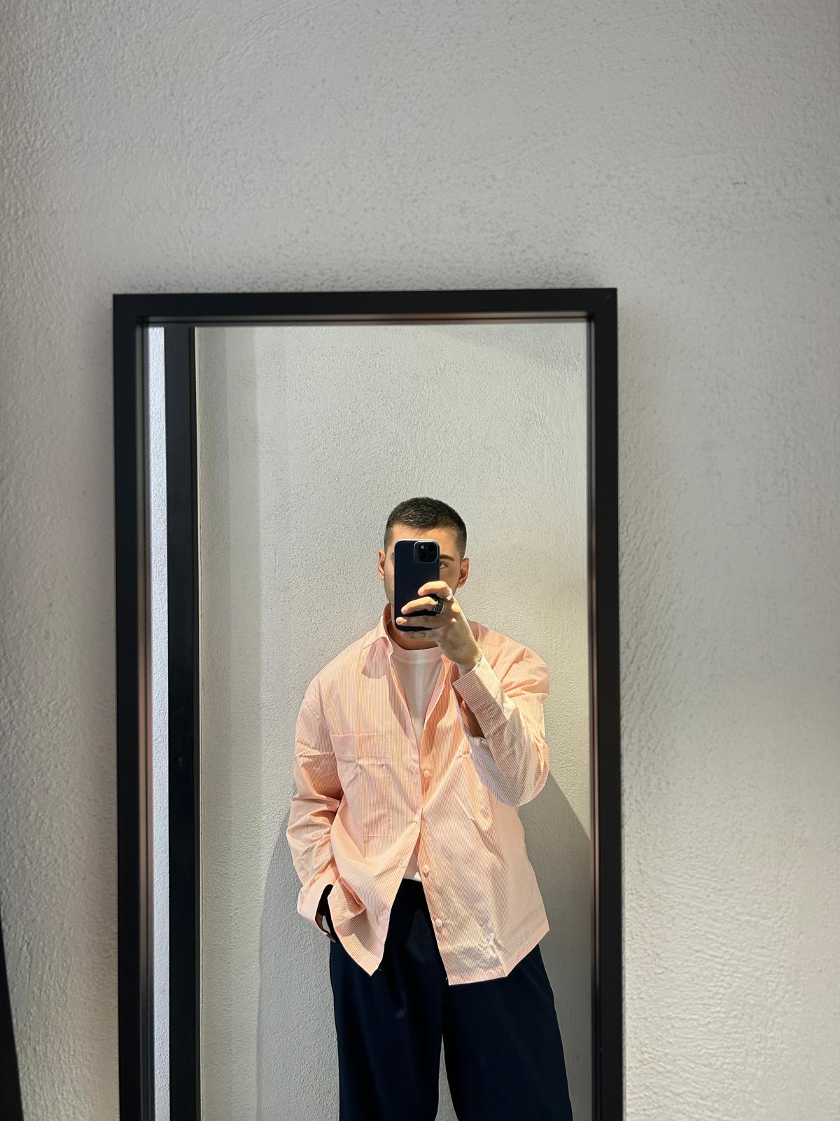CAMICIA CROPPED OVERSIZE RIGA STRETTA - 1319