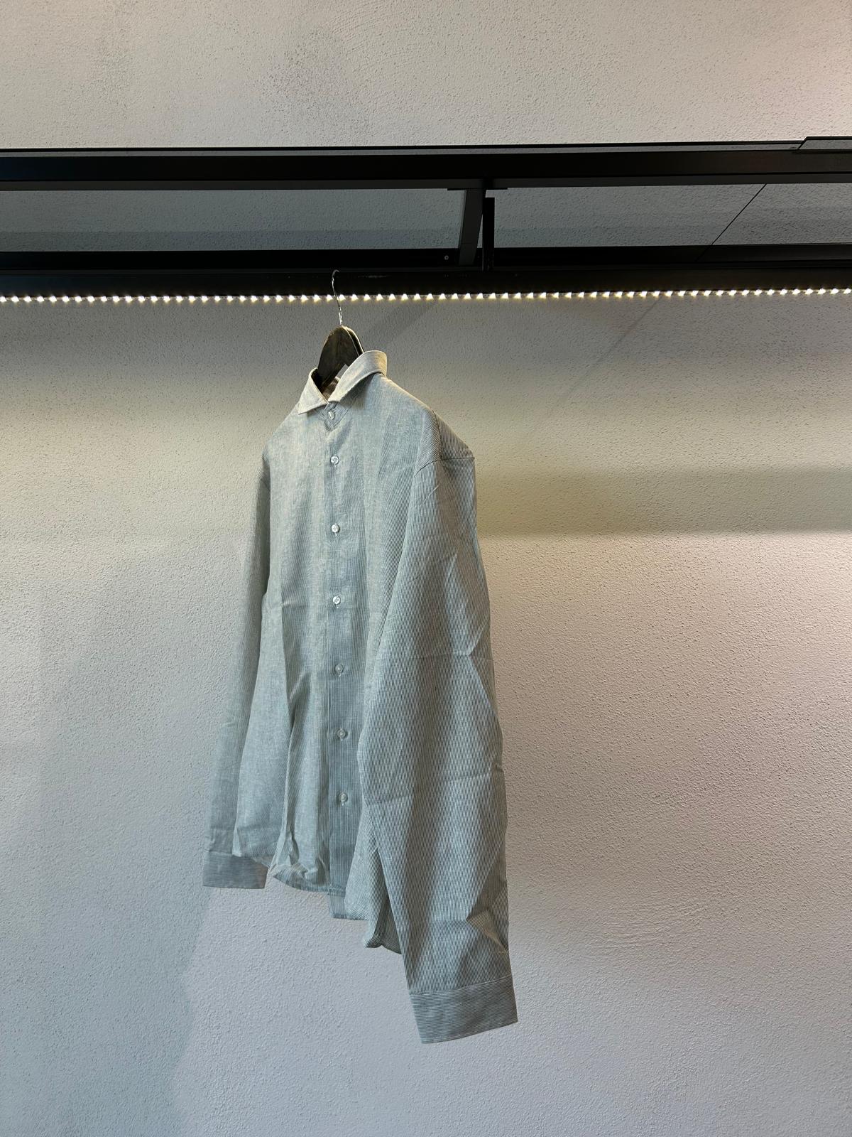 CAMICIA OVER IN LINO RIGA STRETTA - 1668