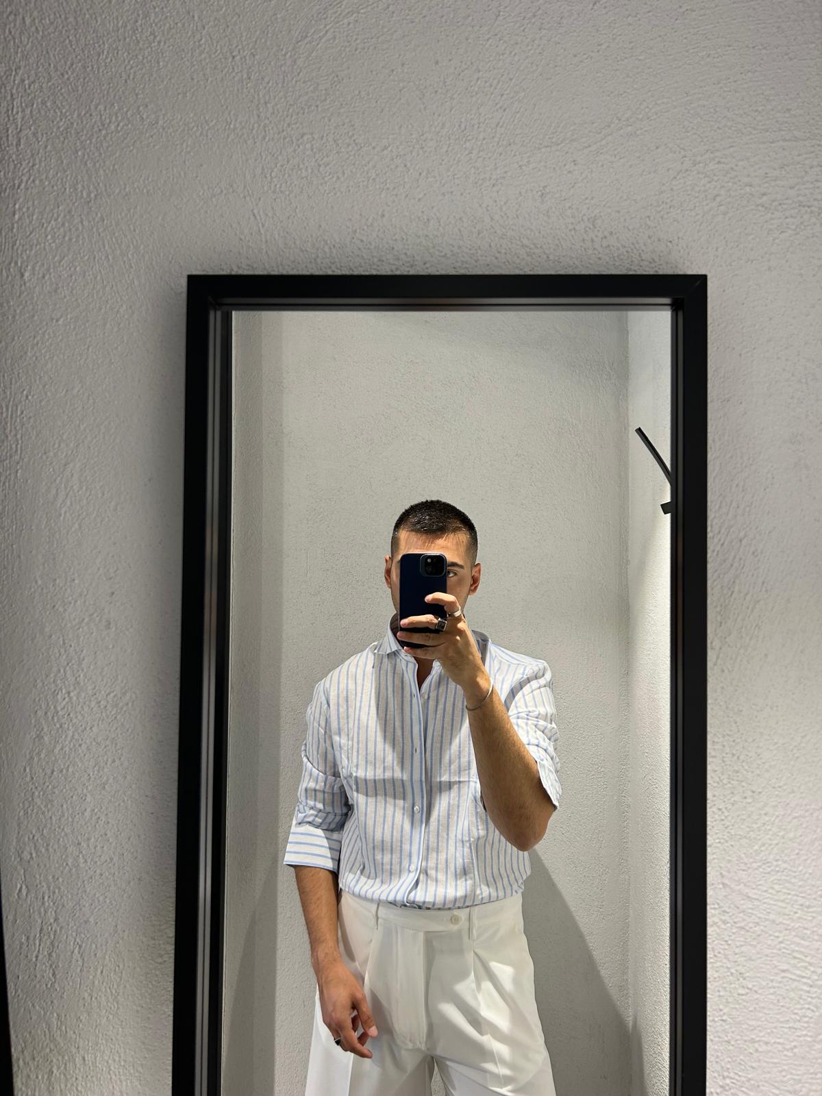 CAMICIA REGULAR IN LINO COLLO FRANCESE - 1392