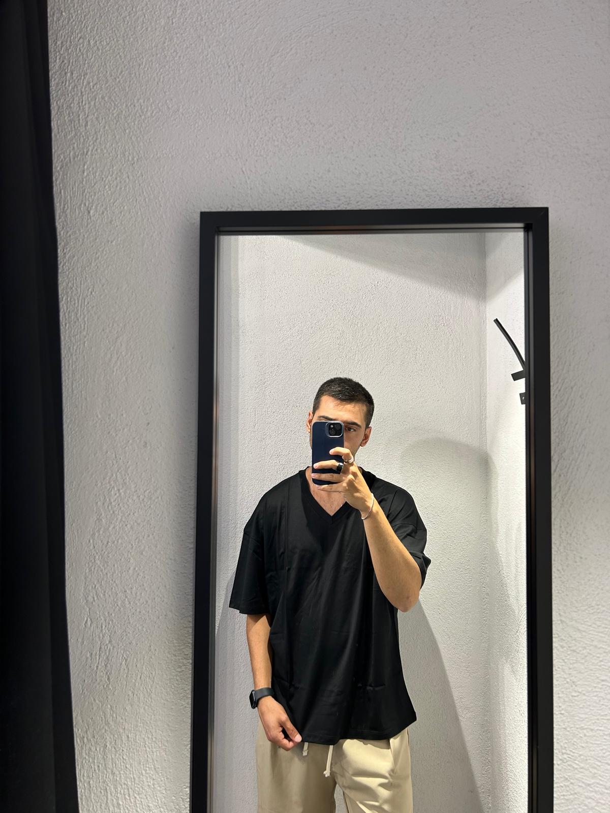 T SHIRT CROP SCOLLO A V IN FILO DI SCOZIA - 1162