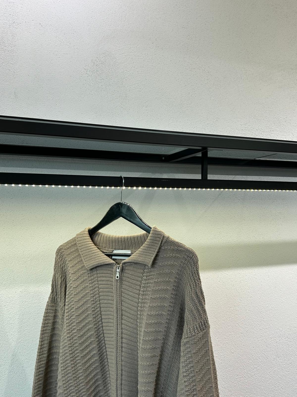 CARDIGAN POLO FULL ZIP CON TRAMA - 1554