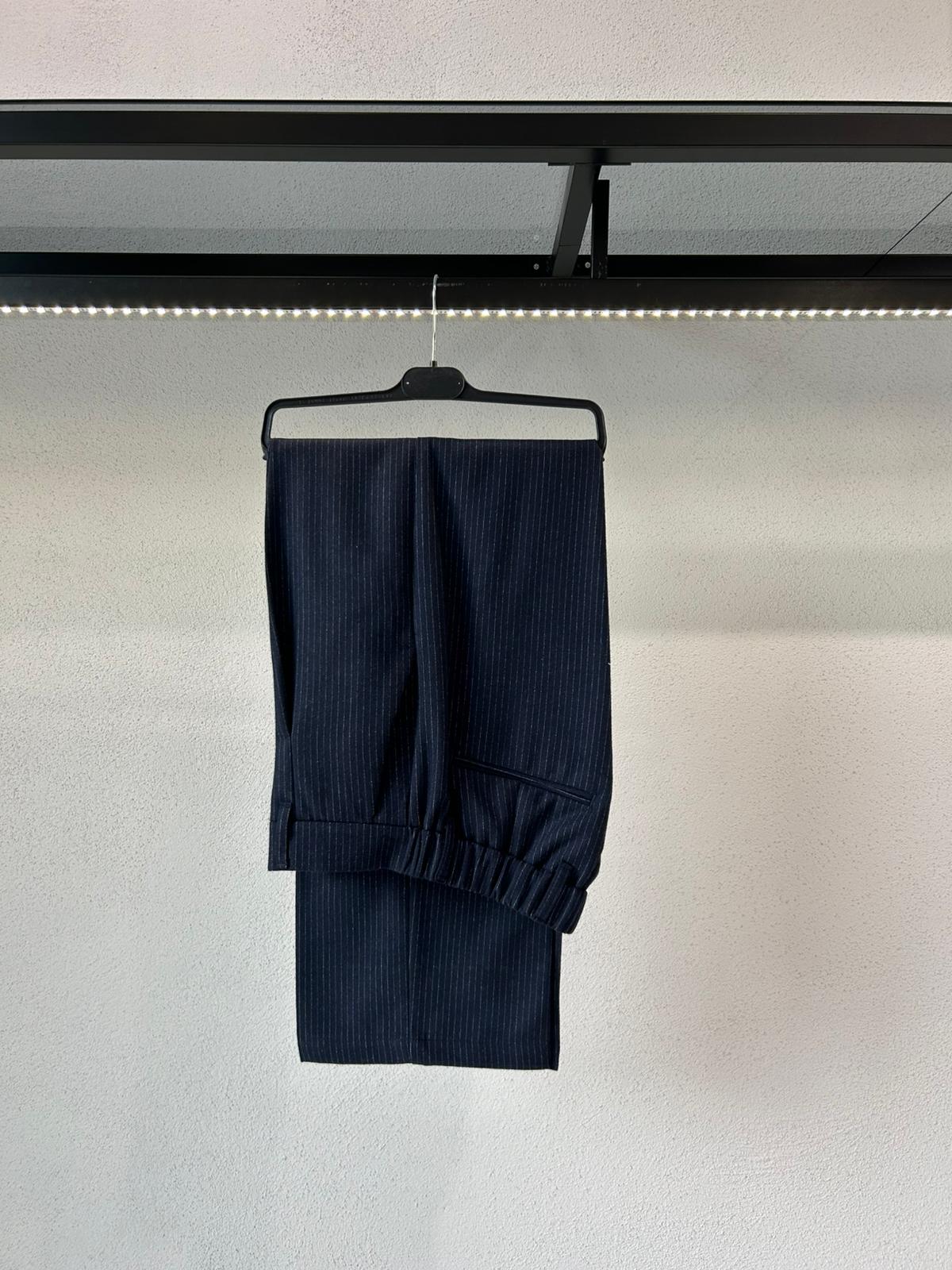 PANTALONE SOFT GESSATO IN MISTO LANA - 1534