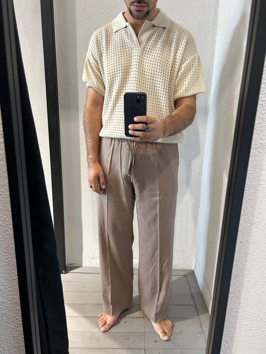 JOGGER FONDO COMODO IN MISTO LINO - 1717