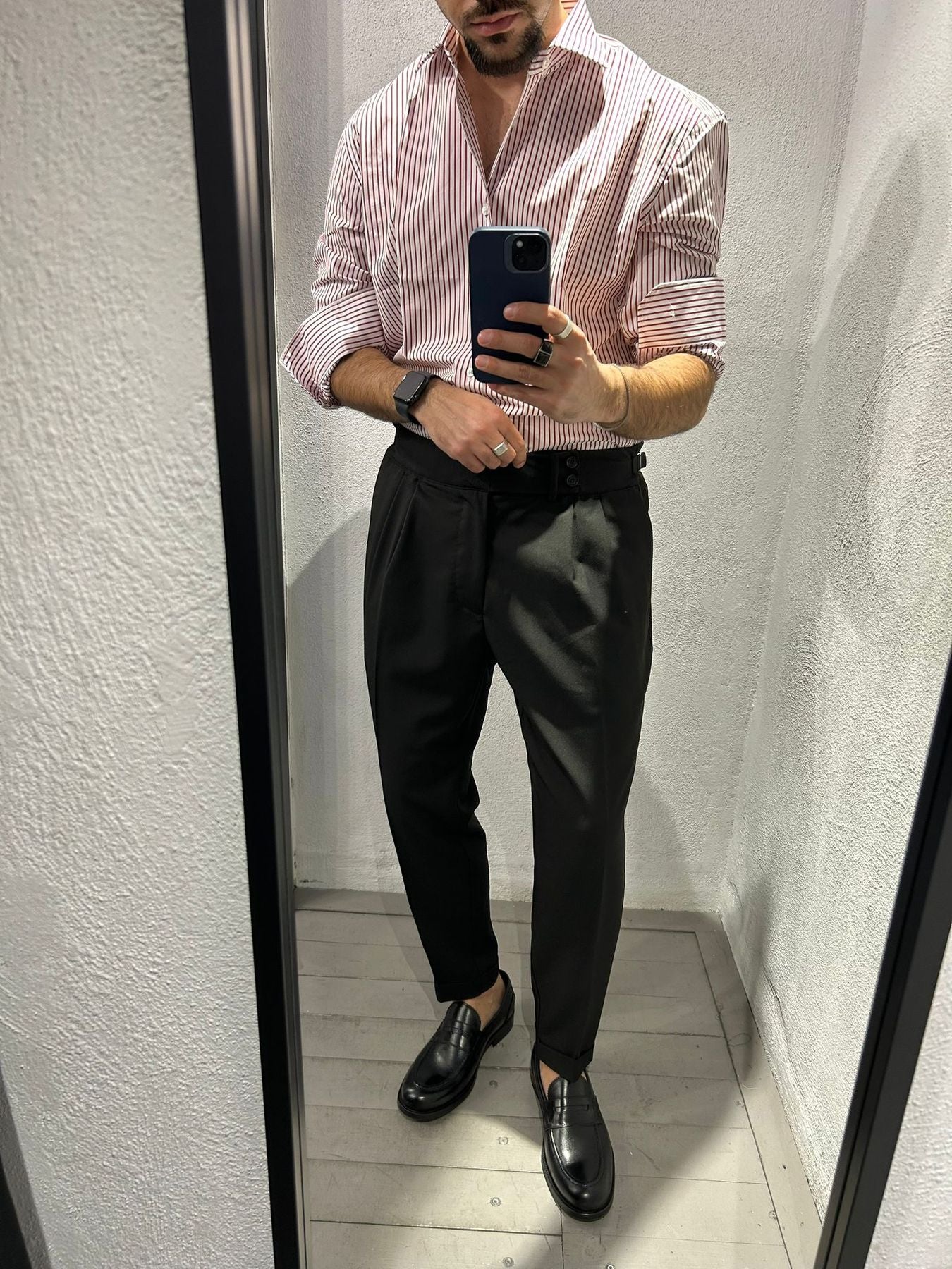 PANTALONE VITA ALTA CON FIBBIE - 1051