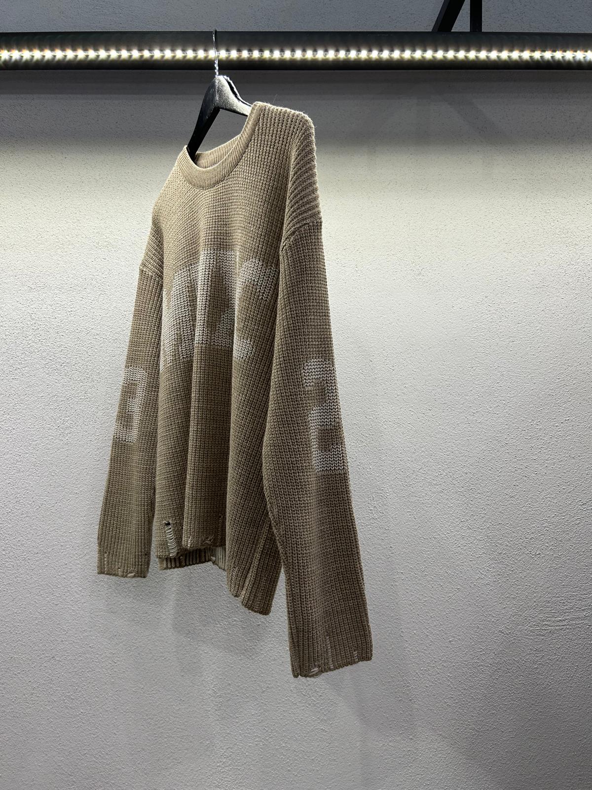 PULLOVER IN LANA CON STAMPA E ABRASIONI - 1254