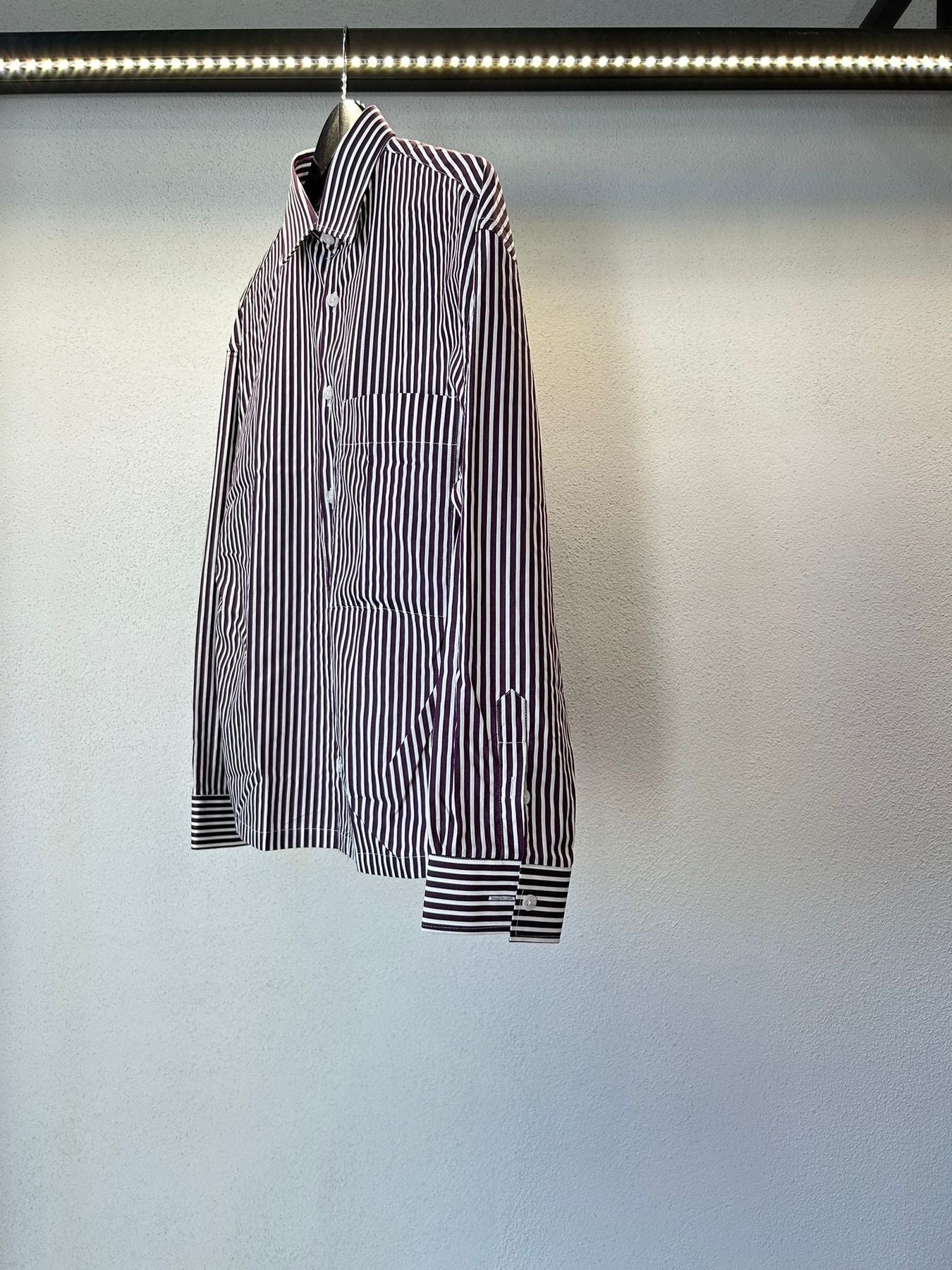 CAMICIA OVERSIZE CROPPED RIGATA - 1214