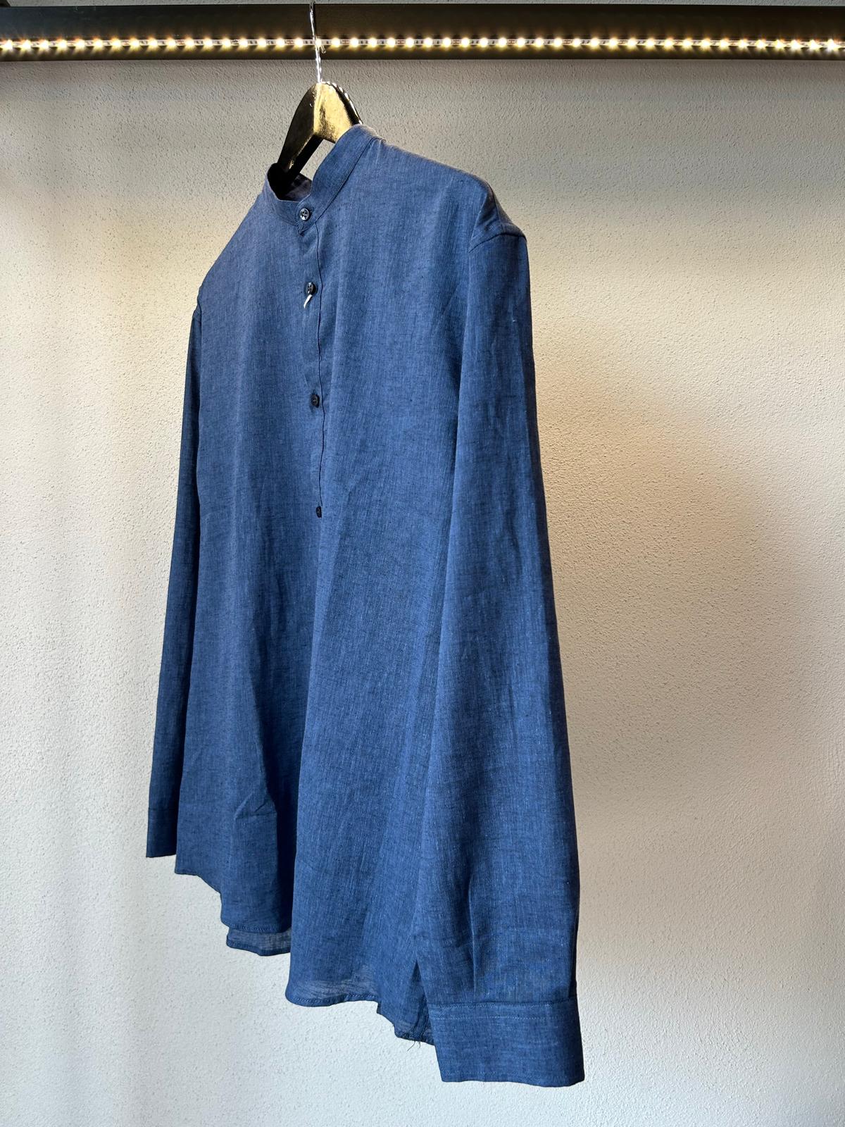 CAMICIA SERAFINO IN LINO COLLO PISTAGNA - 1168