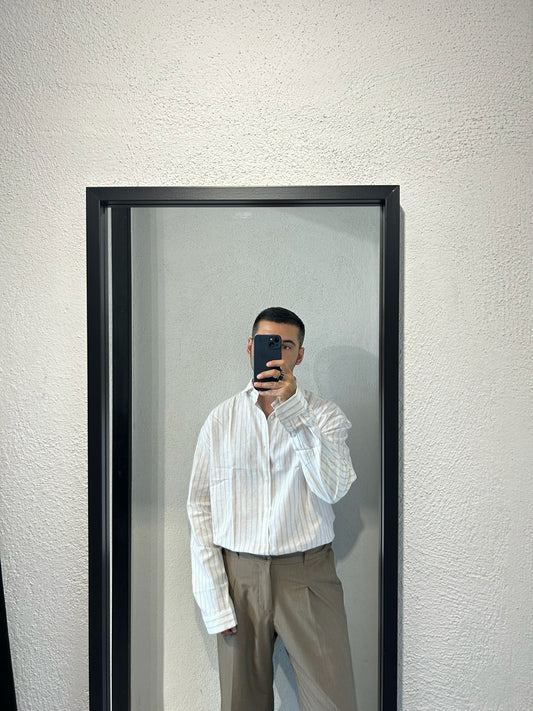 CAMICIA OVER IN LINO RIGA LARGA - 1667