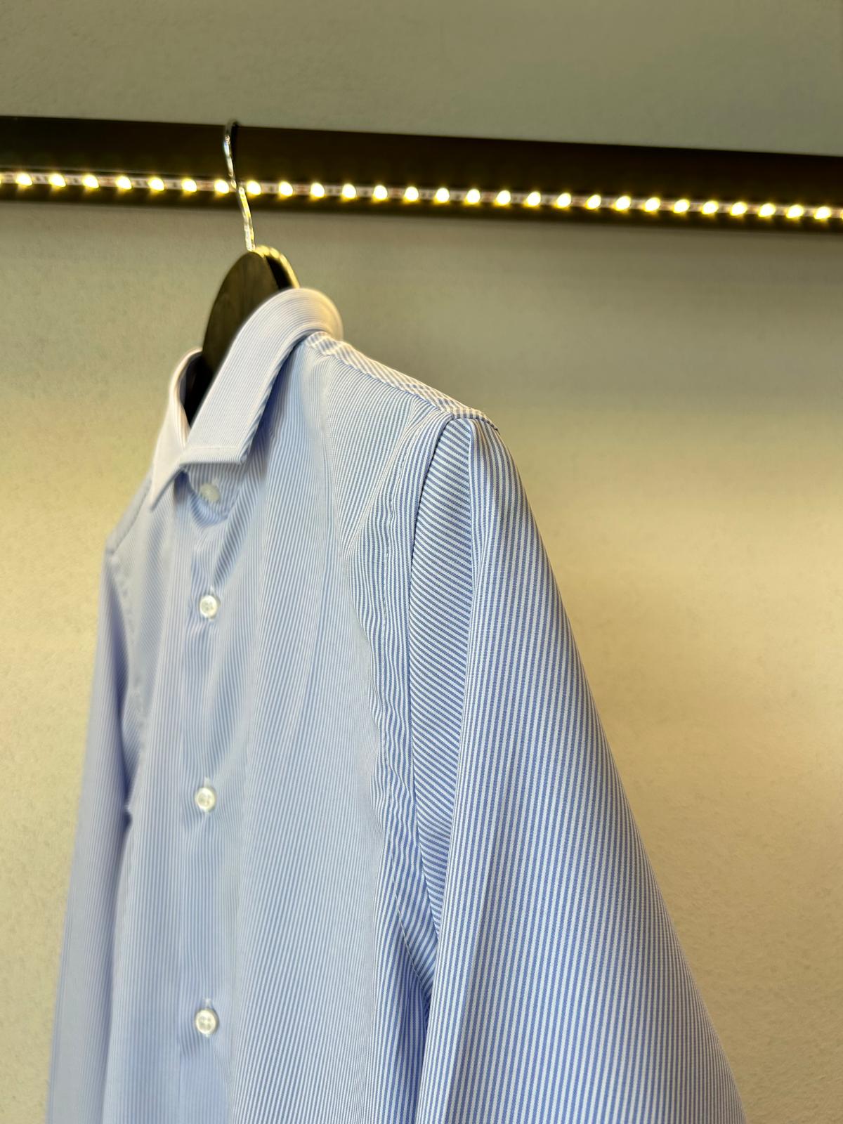 CAMICIA CLASSICA IN COTONE RIGA STRETTA - 1075