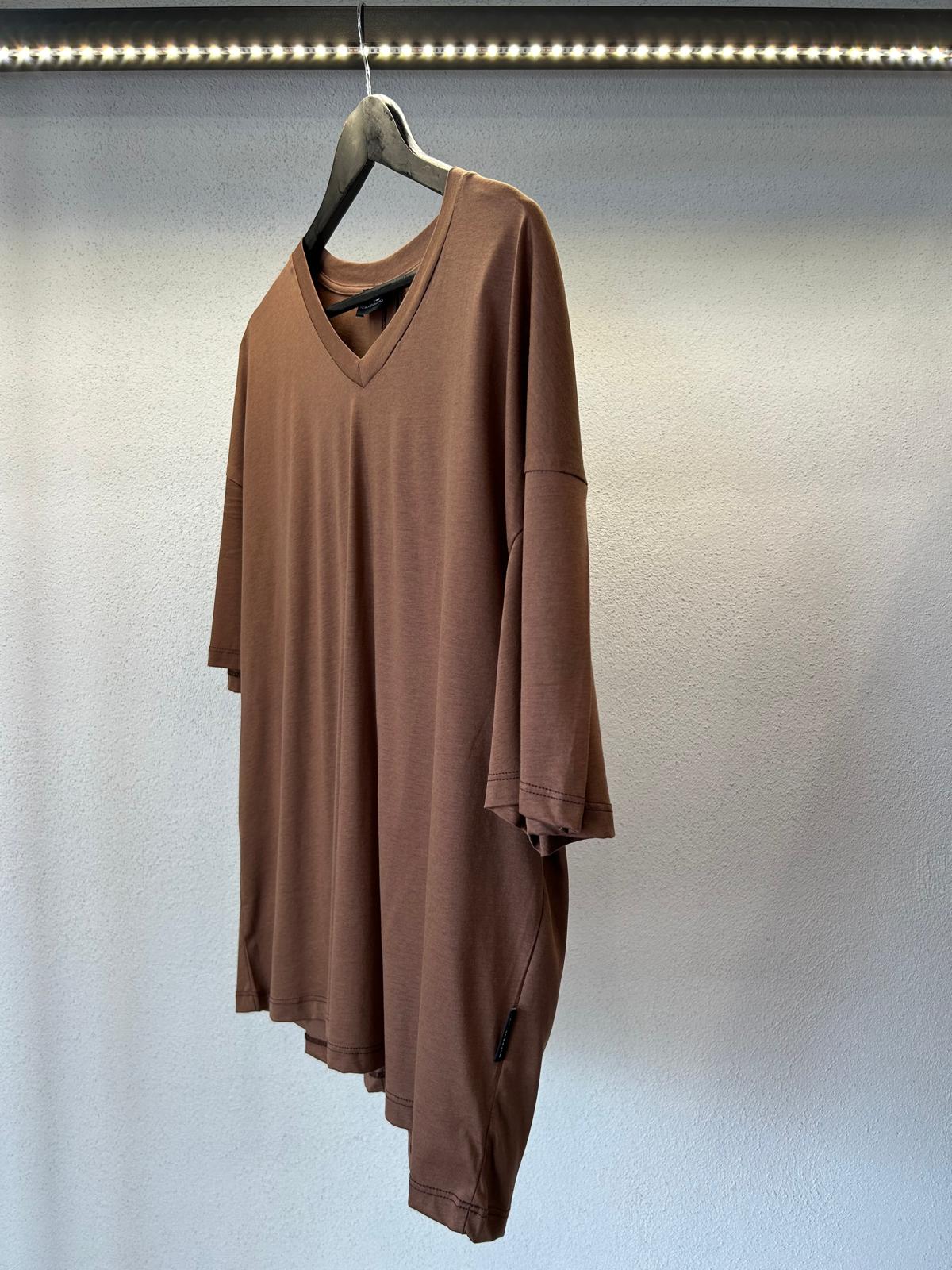T SHIRT CROP SCOLLO A V IN FILO DI SCOZIA - 1162