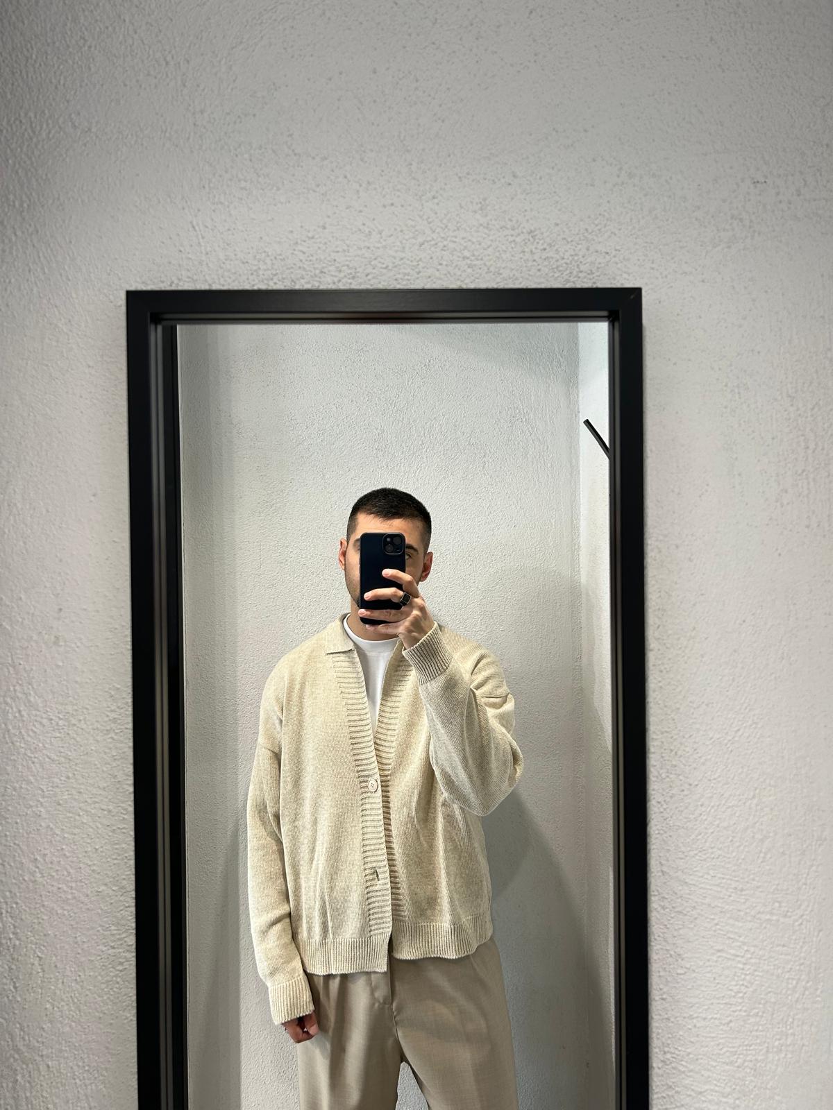 CARDIGAN COLLO POLO DUE BOTTONI IN FILO - 1601