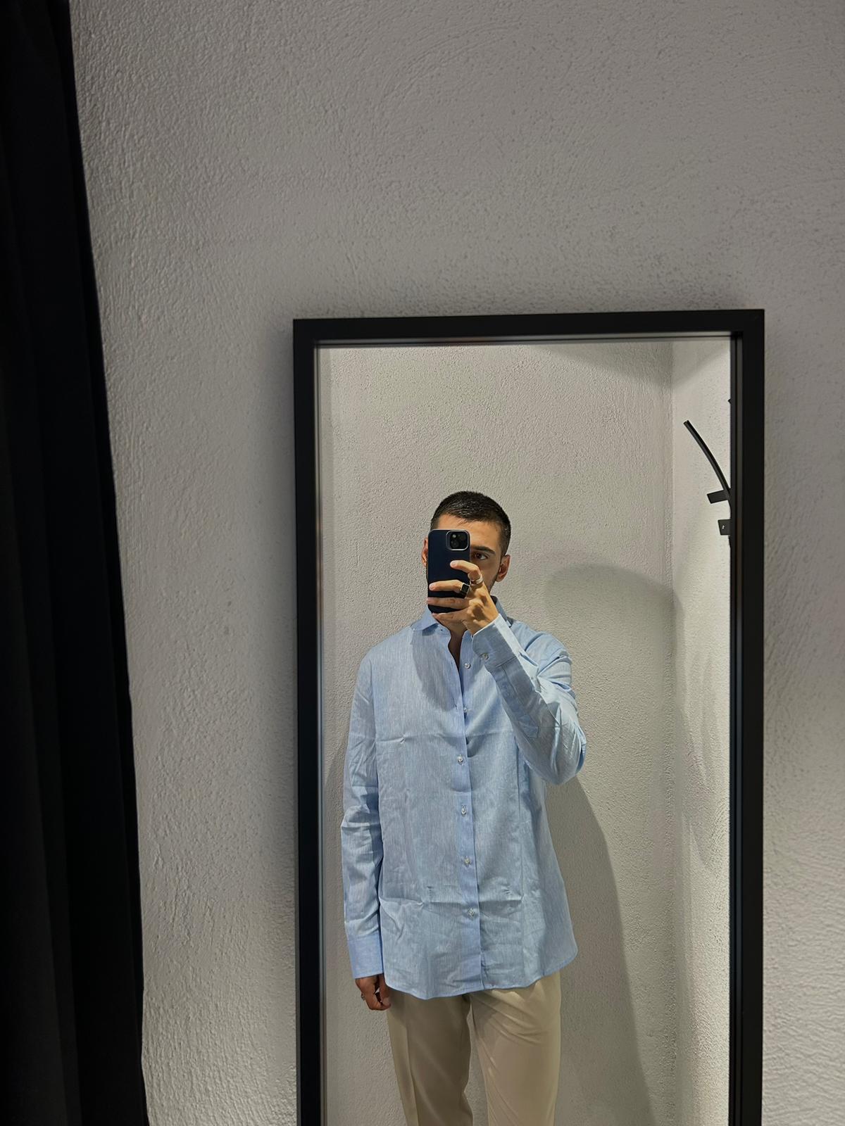 CAMICIA REGULAR IN LINO COLLO FRANCESE - 1118