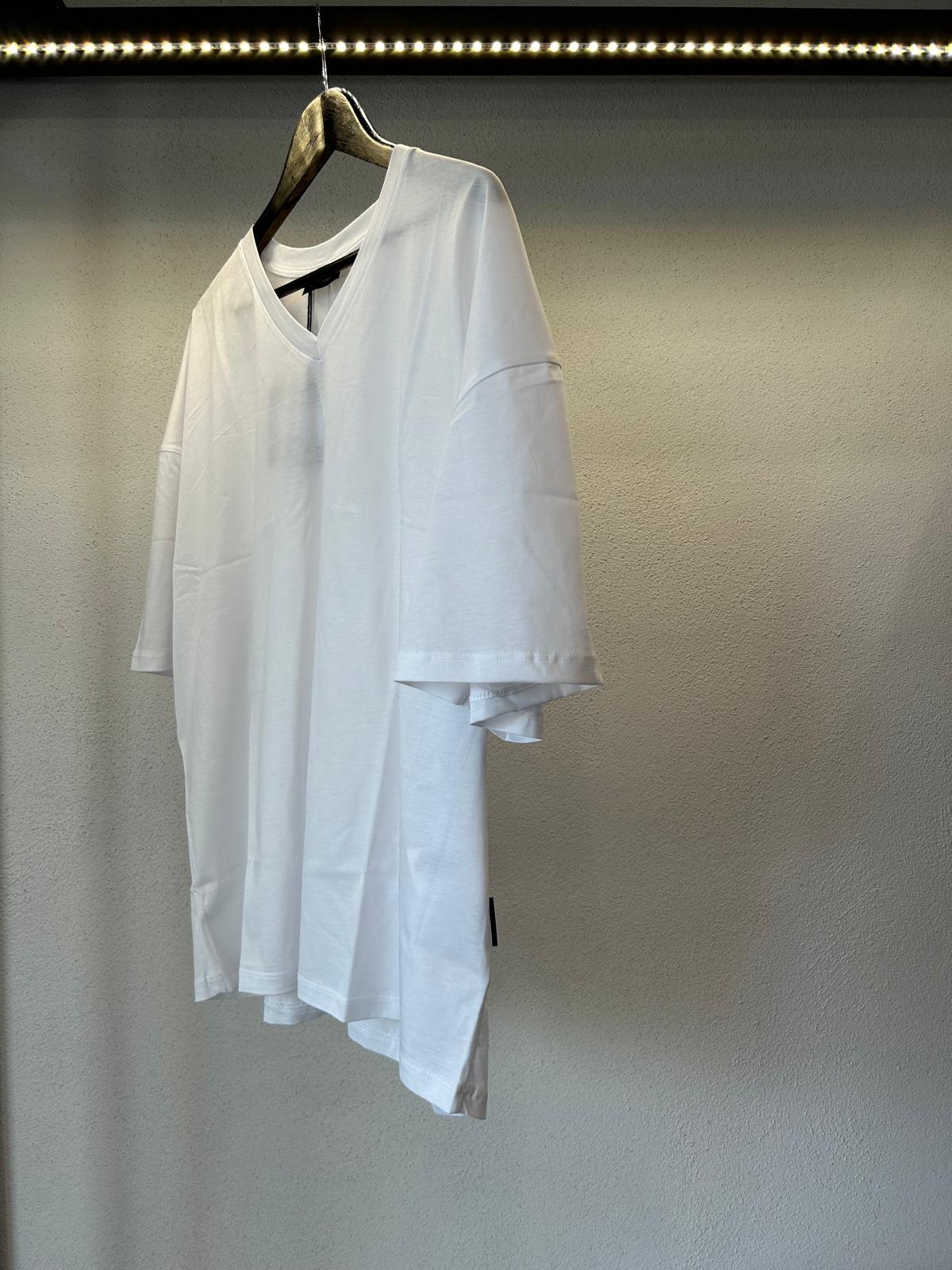 T SHIRT CROP SCOLLO A V IN FILO DI SCOZIA - 1162