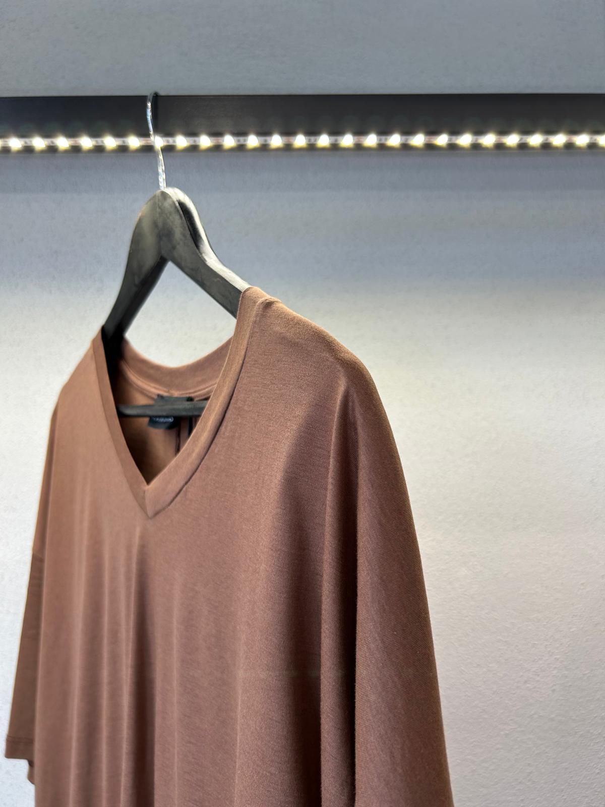 T SHIRT CROP SCOLLO A V IN FILO DI SCOZIA - 1162