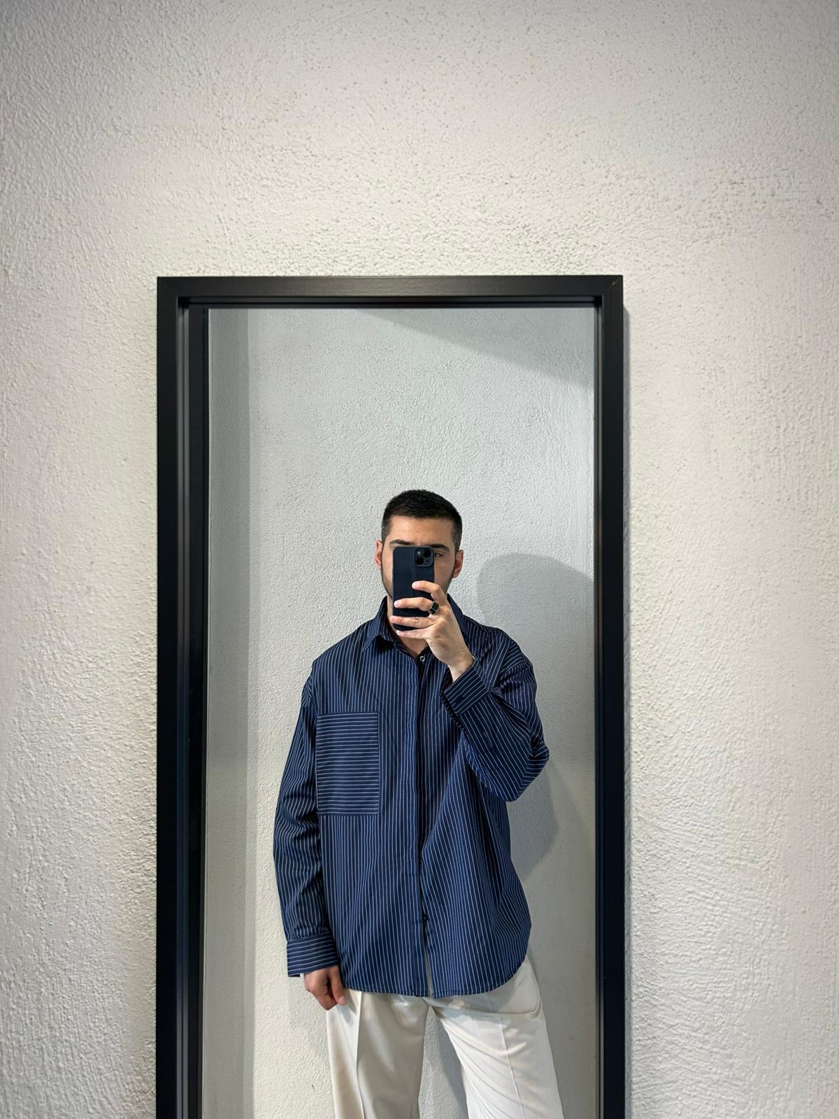 CAMICIA RIGATA OVERSIZE IN COTONE - 1612