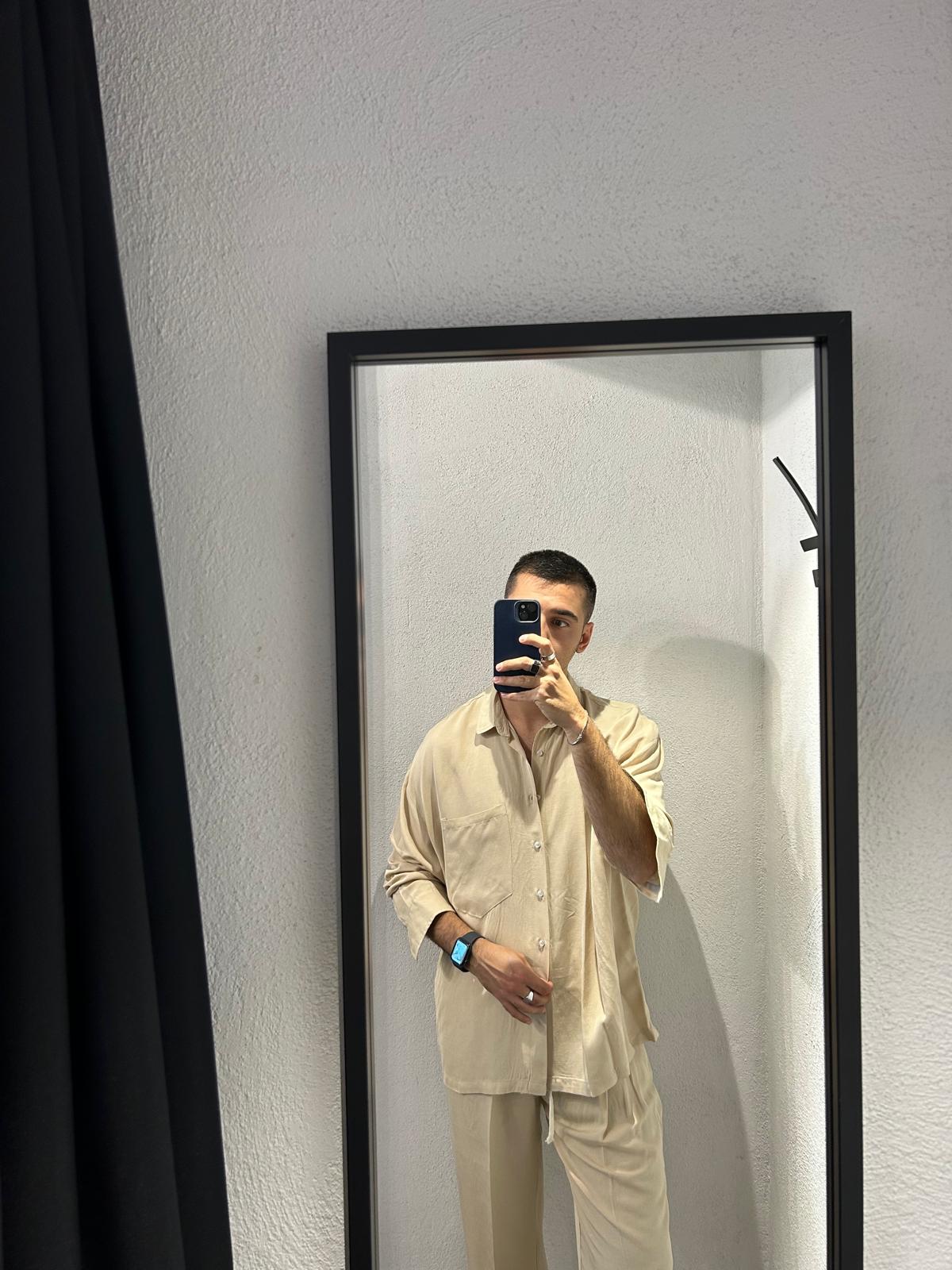 CAMICIA COMODA IN LINO E VISCOSA - 1159