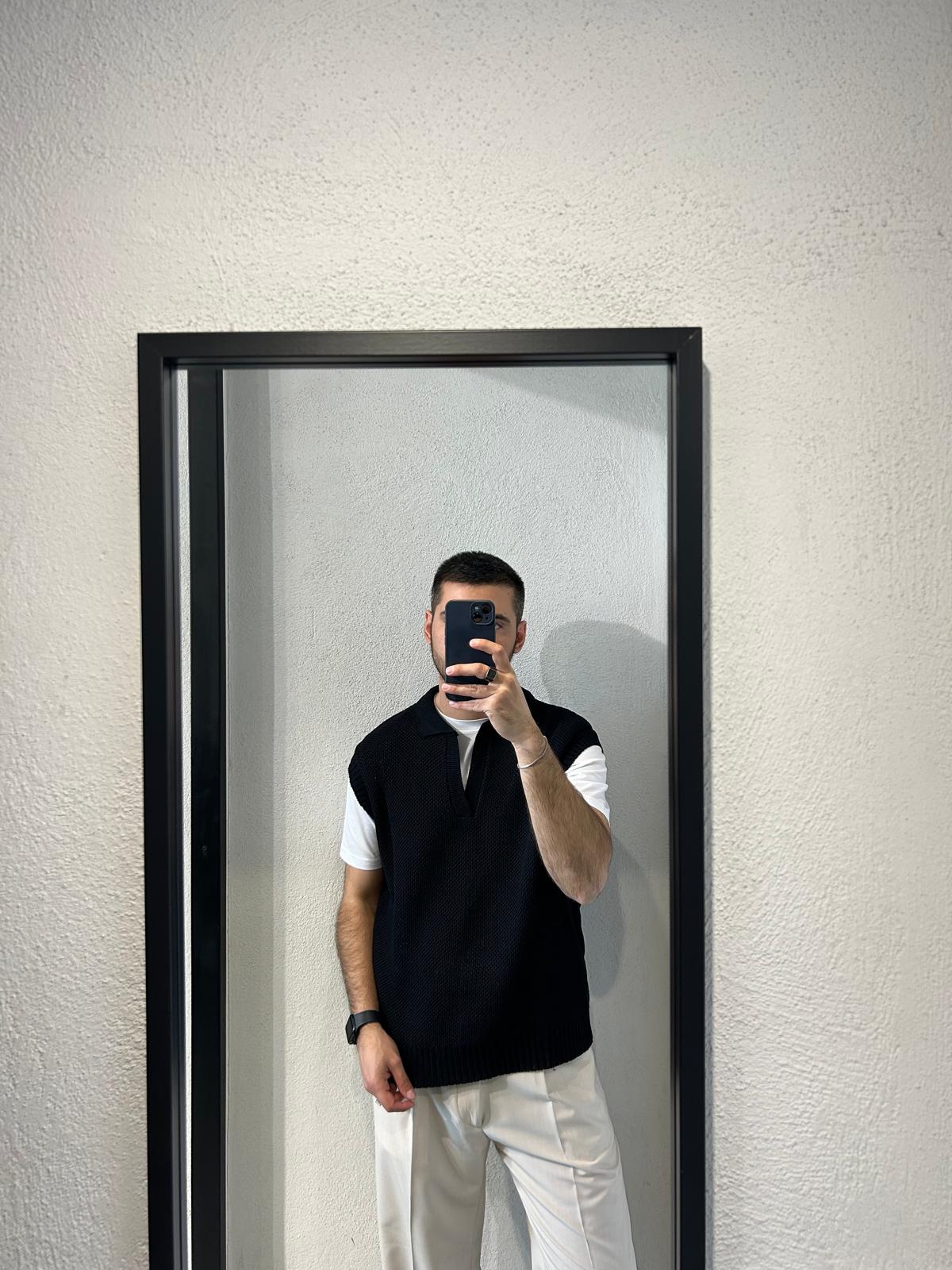 GILET IN FILO COLLO POLO - 1635