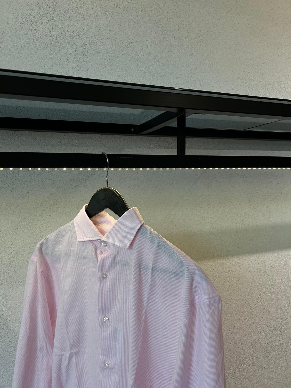 CAMICIA OVER IN LINO RIGA STRETTA - 1668