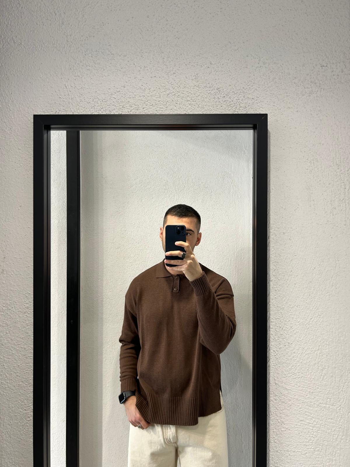 POLO M/L CROP IN FILO CON SPACCHI - 1600