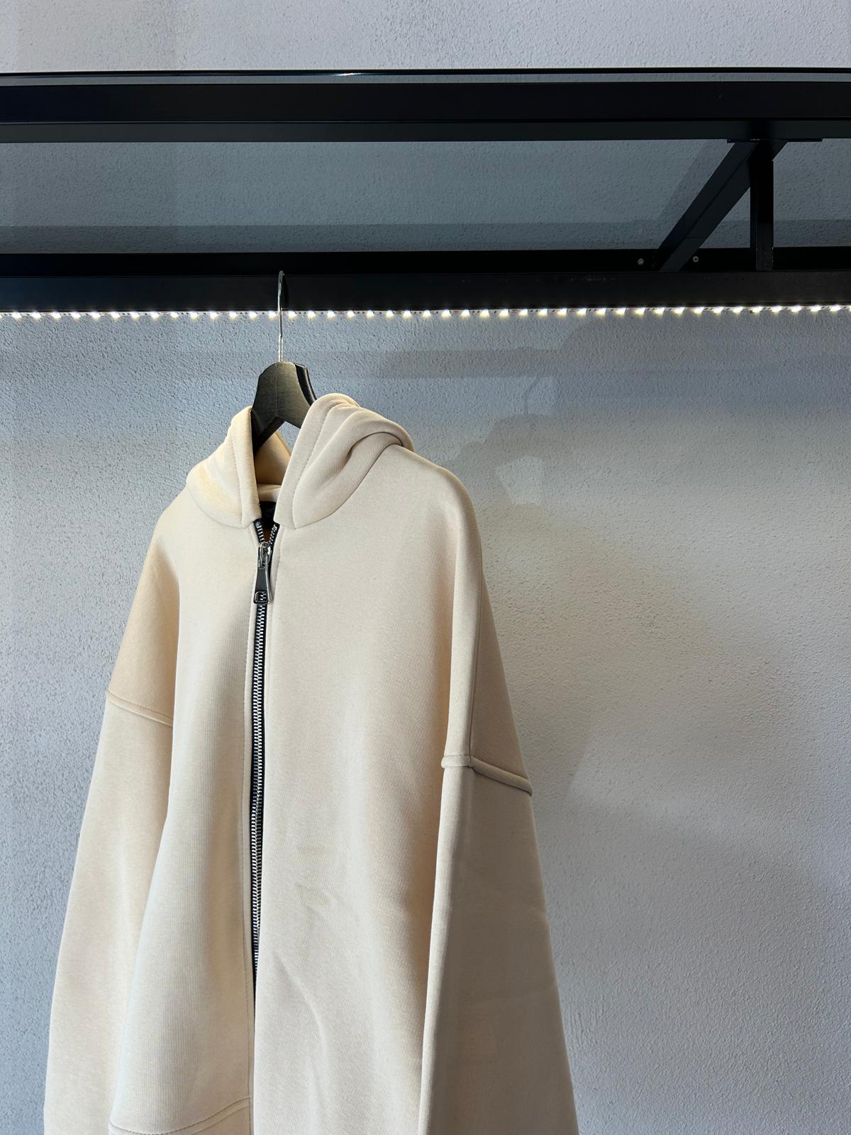 FELPA OVERSIZE CON ZIP E CAPPUCCIO - 1233