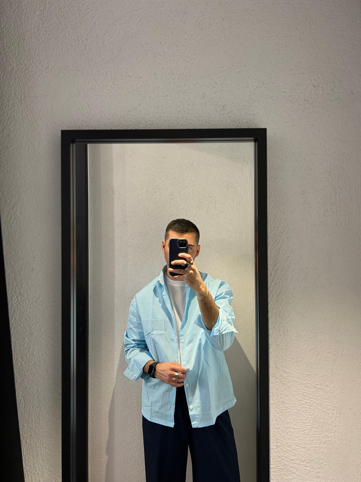 CAMICIA CROPPED OVERSIZE RIGA STRETTA - 1319
