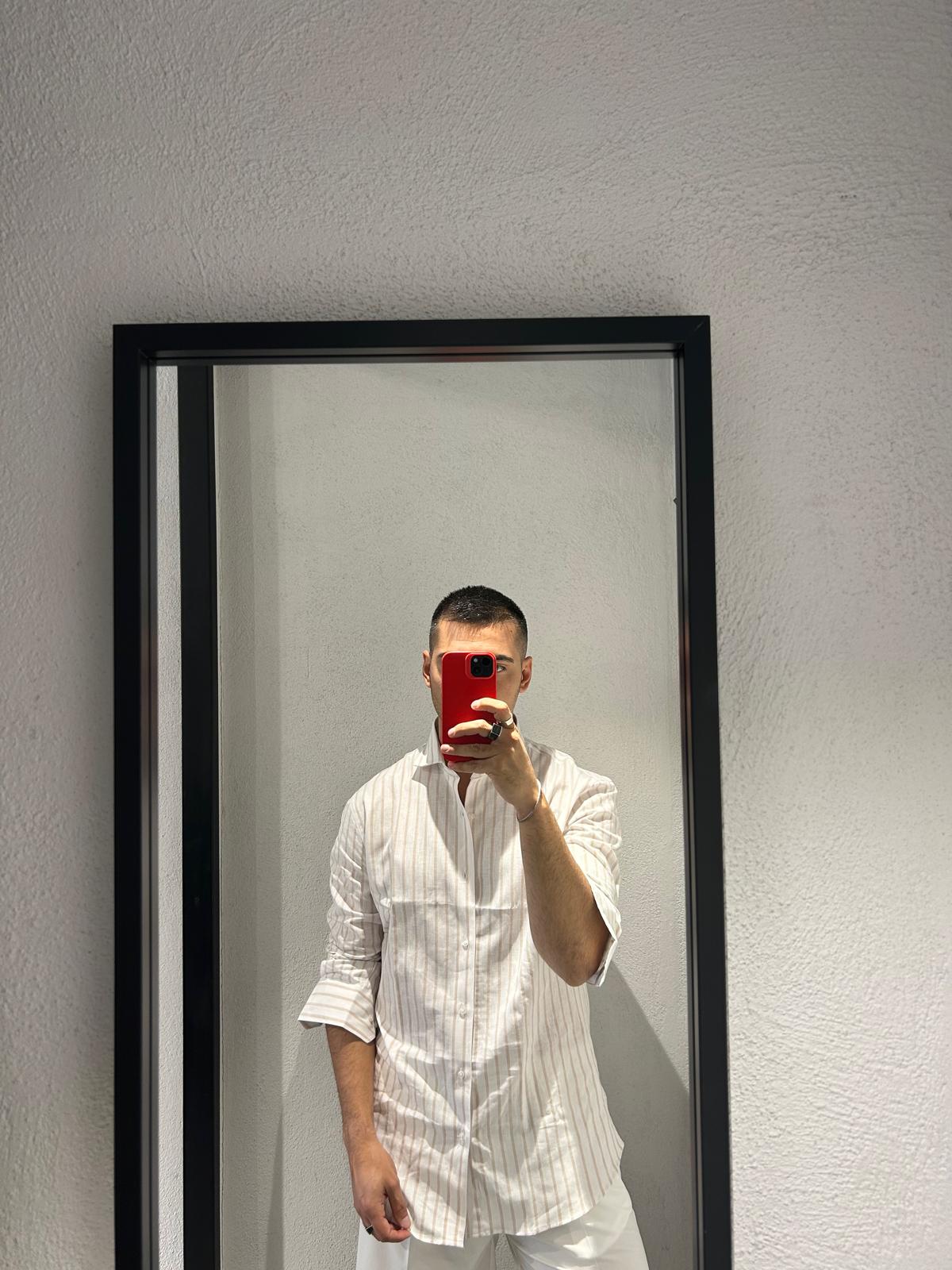 CAMICIA REGULAR IN LINO COLLO FRANCESE - 1392