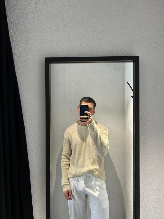 MAGLIA A COSTINE MANICA LUNGA IN MISTO COTONE - 1345