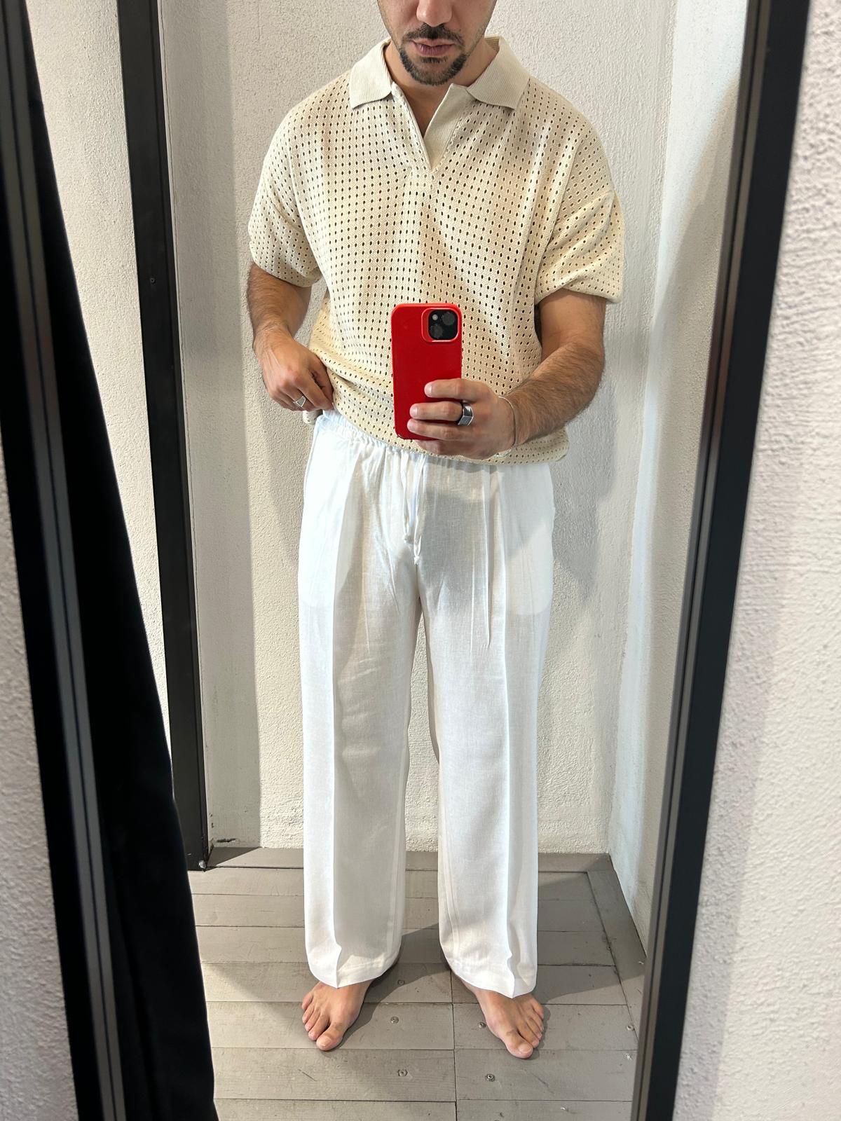 JOGGER FONDO COMODO IN MISTO LINO - 1717