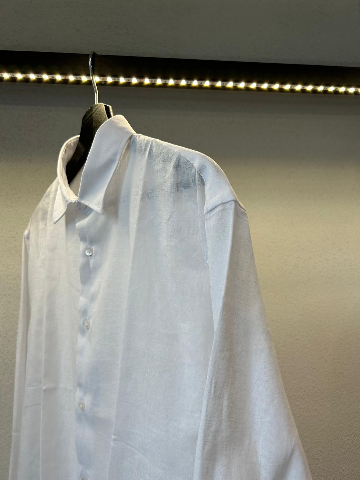 CAMICIA OVERSIZE IN LINO TINTA UNITA - 1151