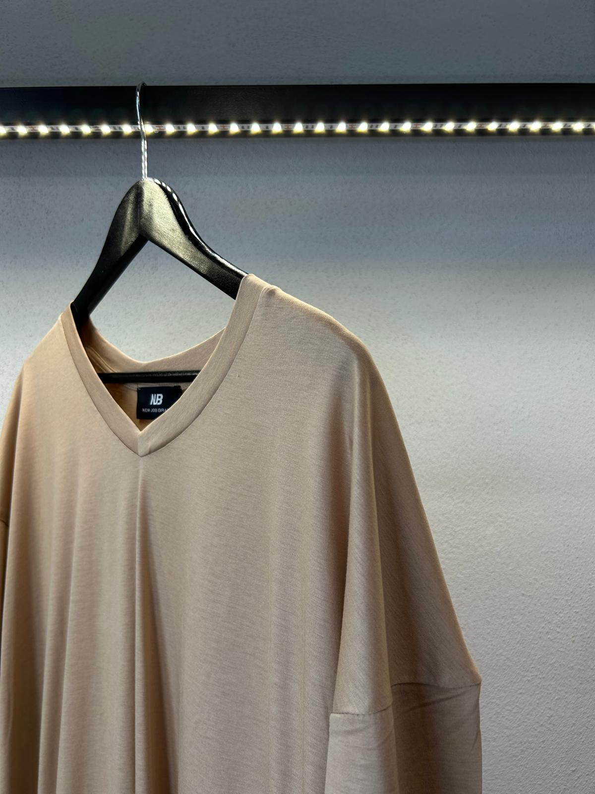 T SHIRT CROP SCOLLO A V IN FILO DI SCOZIA - 1162