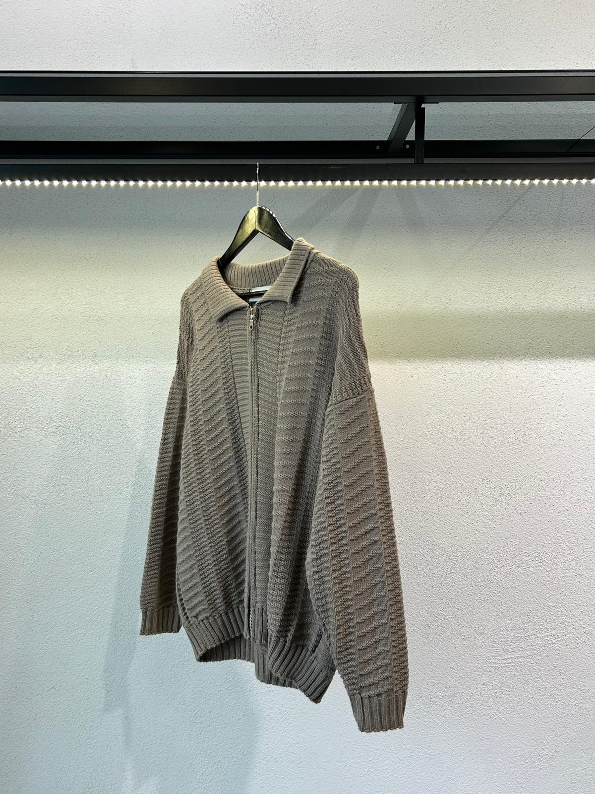 CARDIGAN POLO FULL ZIP CON TRAMA - 1554